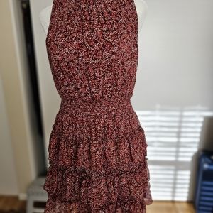 1 state floral high neck ruffle dress